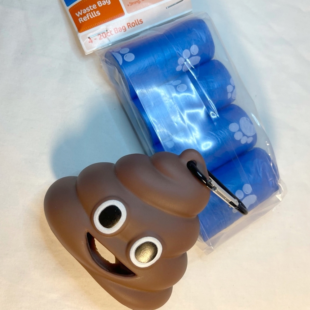 Emoji Poop Dog Waste Container & 80 Waste Bags - Picture 9 of 12